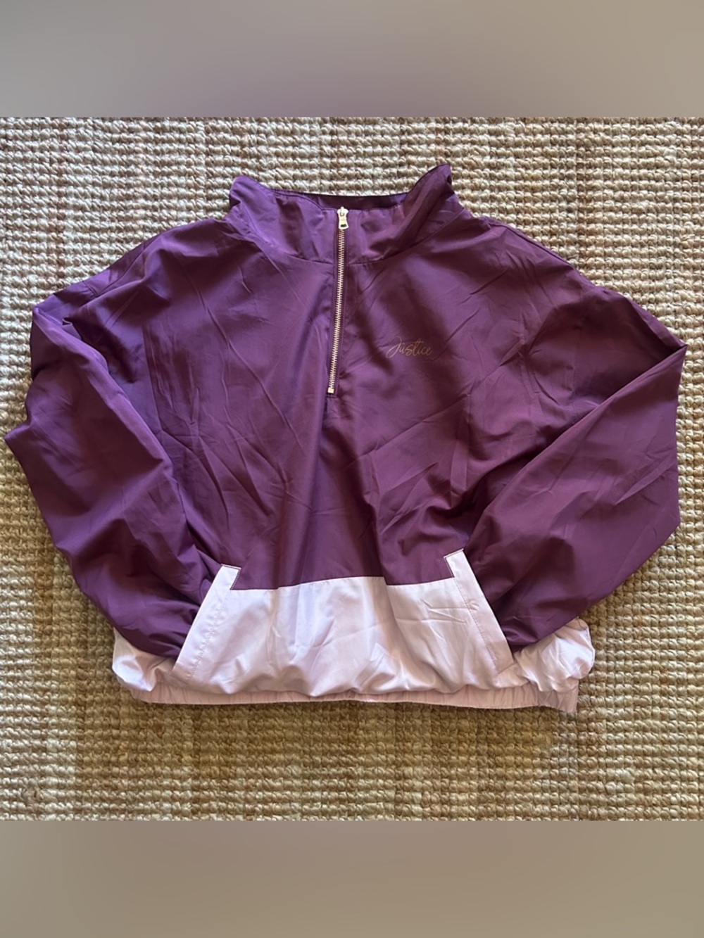 Girls Justice Purple and Light Pink Quarter-Zip Pullover Windbreaker size  18-20